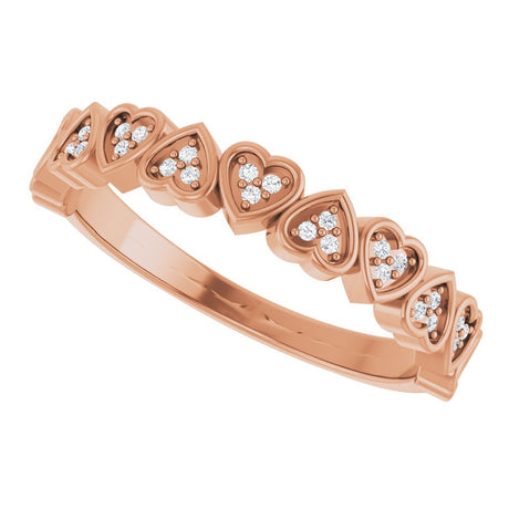 14K Rose .07 CTW Natural Diamond Heart Anniversary Band