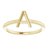 14K Yellow Gold Initial A Ring