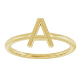 14K Yellow Gold Initial A Ring