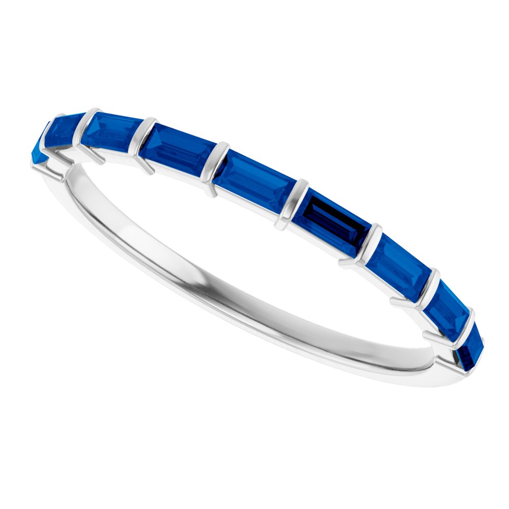 14K White Gold Lab-Grown Sapphire Anniversary Band