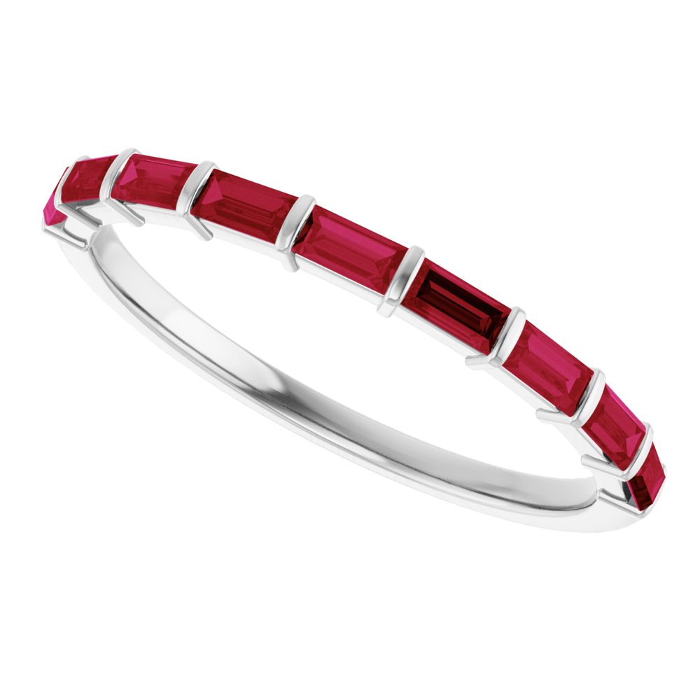 14K White Gold Lab-Grown Ruby Anniversary Band