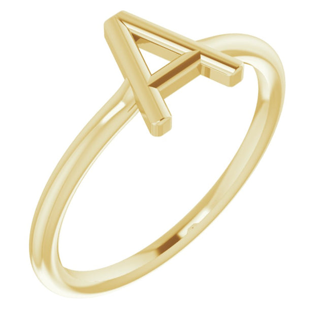 14K Yellow Gold Initial A Ring