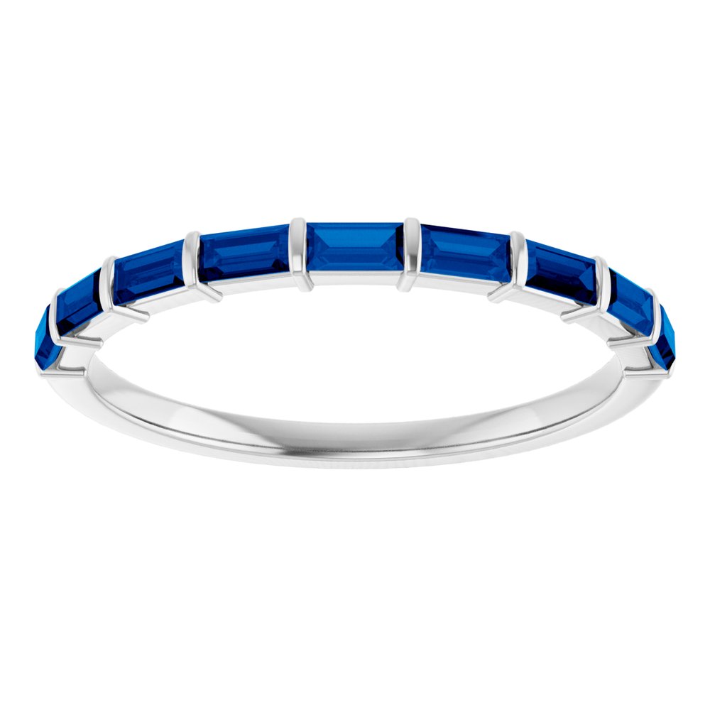 14K White Gold Lab-Grown Sapphire Anniversary Band