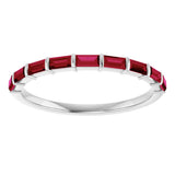 14K White Gold Lab-Grown Ruby Anniversary Band