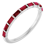 14K White Gold Lab-Grown Ruby Anniversary Band