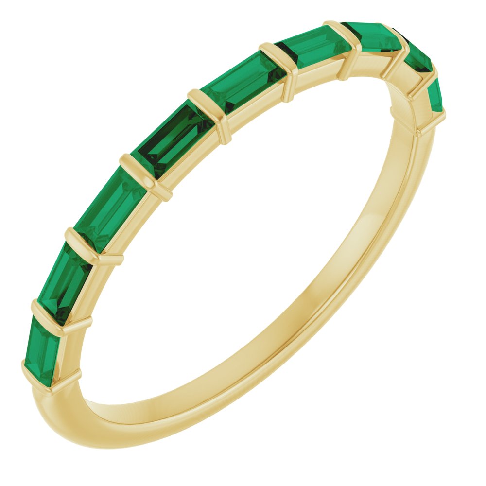 14K Yellow Gold Lab-Grown Emerald Anniversary Band