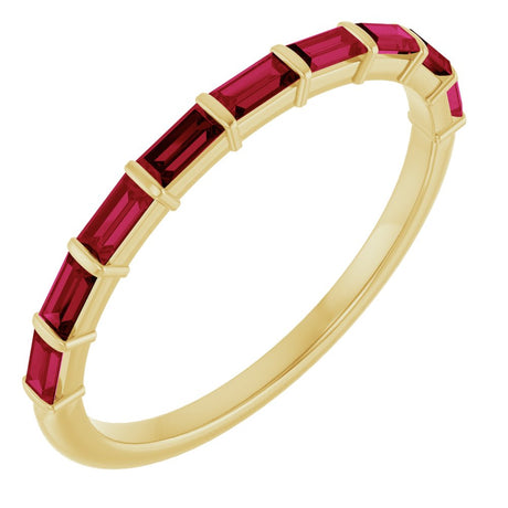 14K Yellow Gold Lab-Grown Ruby Anniversary Band