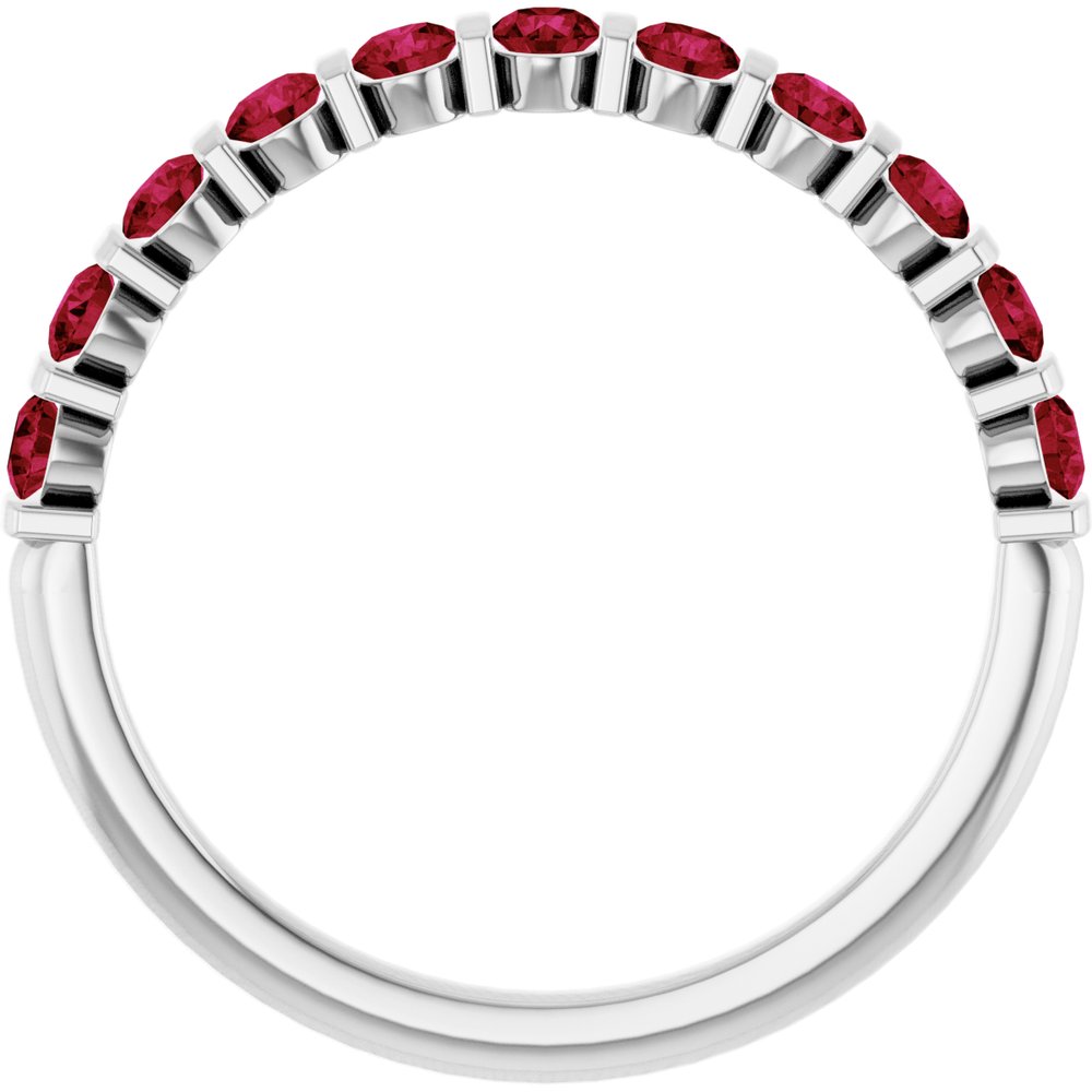 14K White Gold Lab-Grown Ruby Anniversary Band