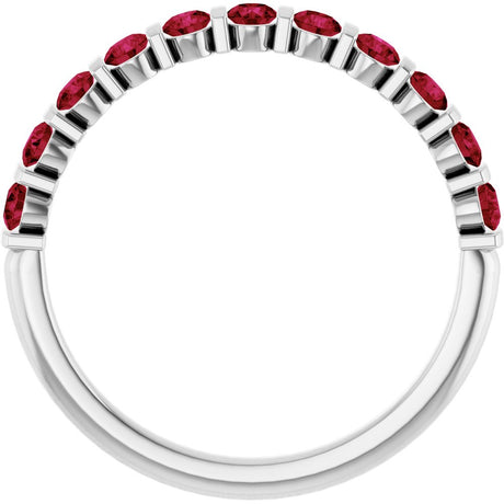 14K White Gold Lab-Grown Ruby Anniversary Band