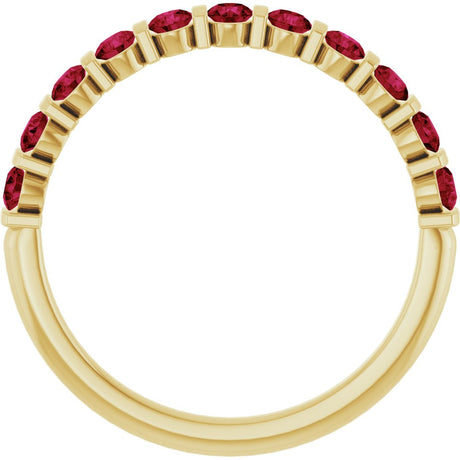 14K Yellow Gold Lab-Grown Ruby Anniversary Band