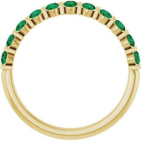 14K Yellow Gold Lab-Grown Emerald Anniversary Band