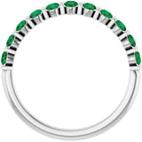 14K White Gold Lab-Grown Emerald Anniversary Band
