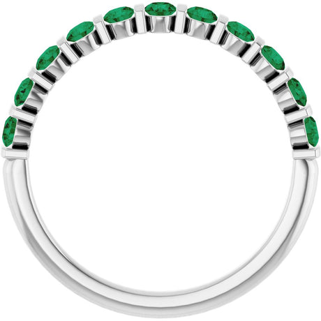 14K White Gold Lab-Grown Emerald Anniversary Band