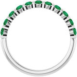 14K White Gold Lab-Grown Emerald Anniversary Band