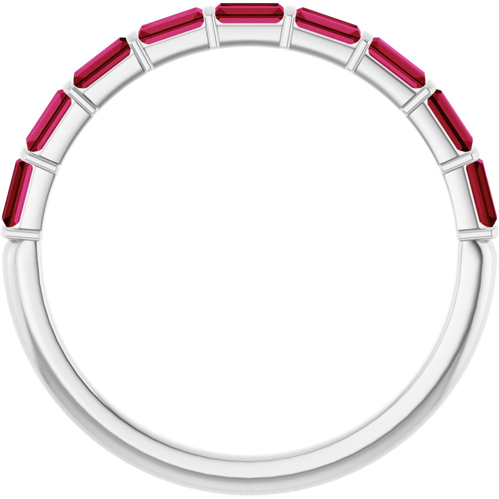 14K White Gold Lab-Grown Ruby Anniversary Band