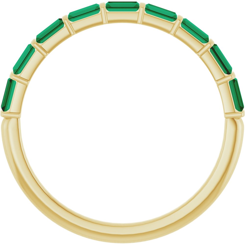 14K Yellow Gold Lab-Grown Emerald Anniversary Band