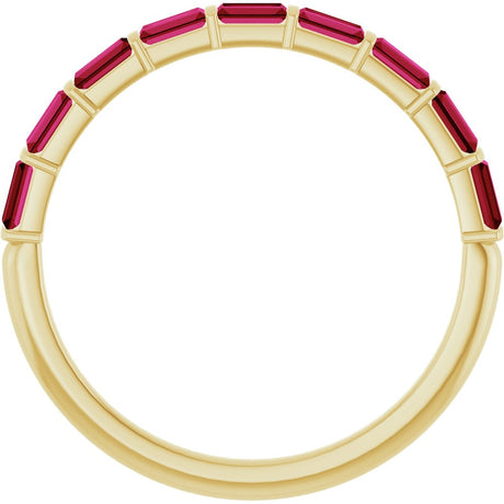 14K Yellow Gold Lab-Grown Ruby Anniversary Band