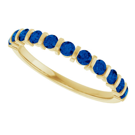 14K Yellow Gold Lab-Grown Sapphire Anniversary Band