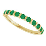 14K Yellow Gold Lab-Grown Emerald Anniversary Band