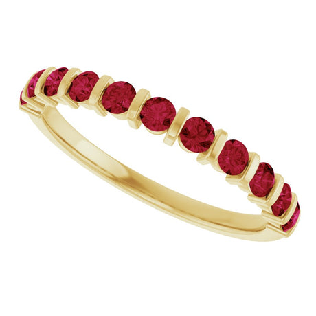 14K Yellow Gold Lab-Grown Ruby Anniversary Band