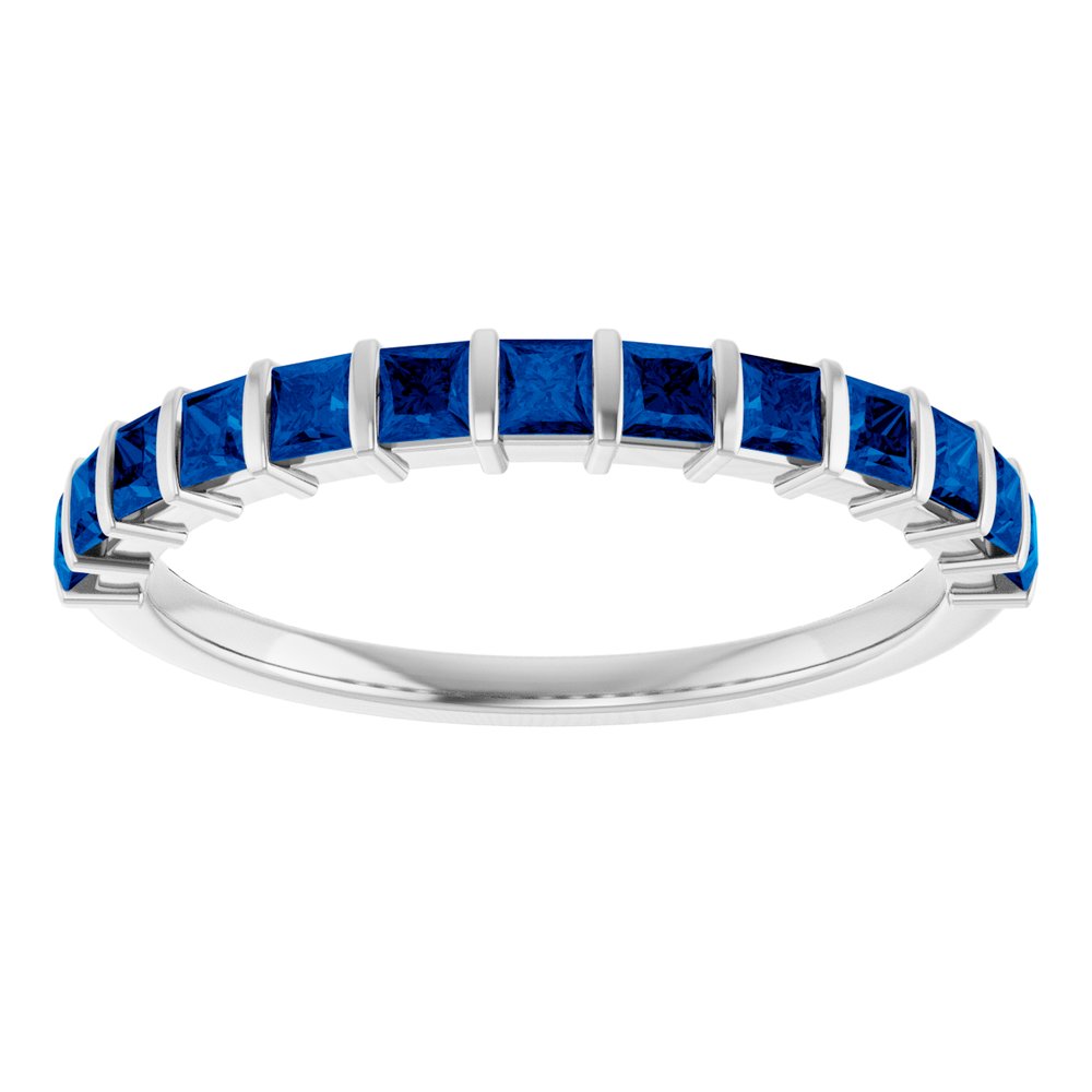 14K White Gold Lab-Grown Sapphire Anniversary Band