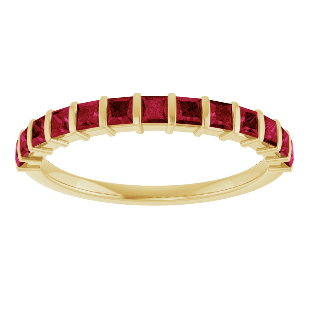 14K Yellow Gold Lab-Grown Ruby Anniversary Band
