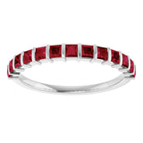14K White Gold Lab-Grown Ruby Anniversary Band