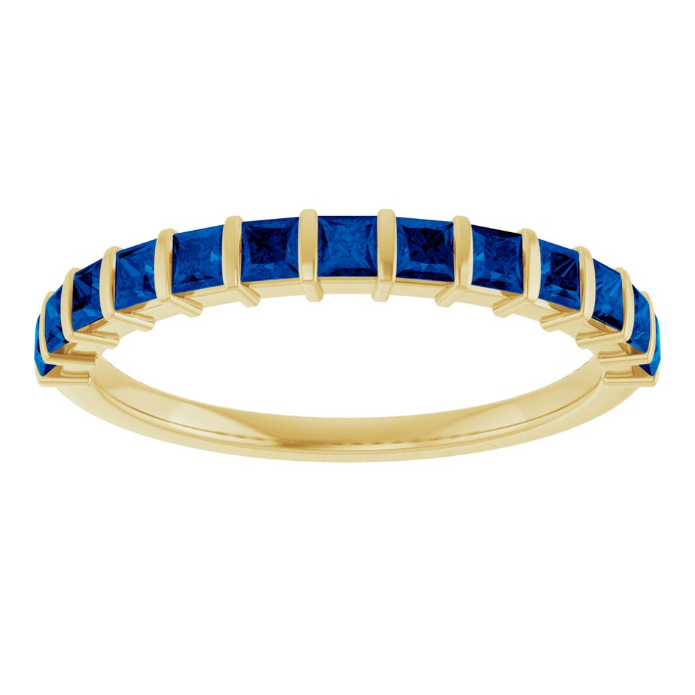 14K Yellow Gold Lab-Grown Sapphire Anniversary Band