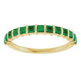 14K Yellow Gold Lab-Grown Emerald Anniversary Band