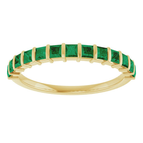 14K Yellow Gold Lab-Grown Emerald Anniversary Band