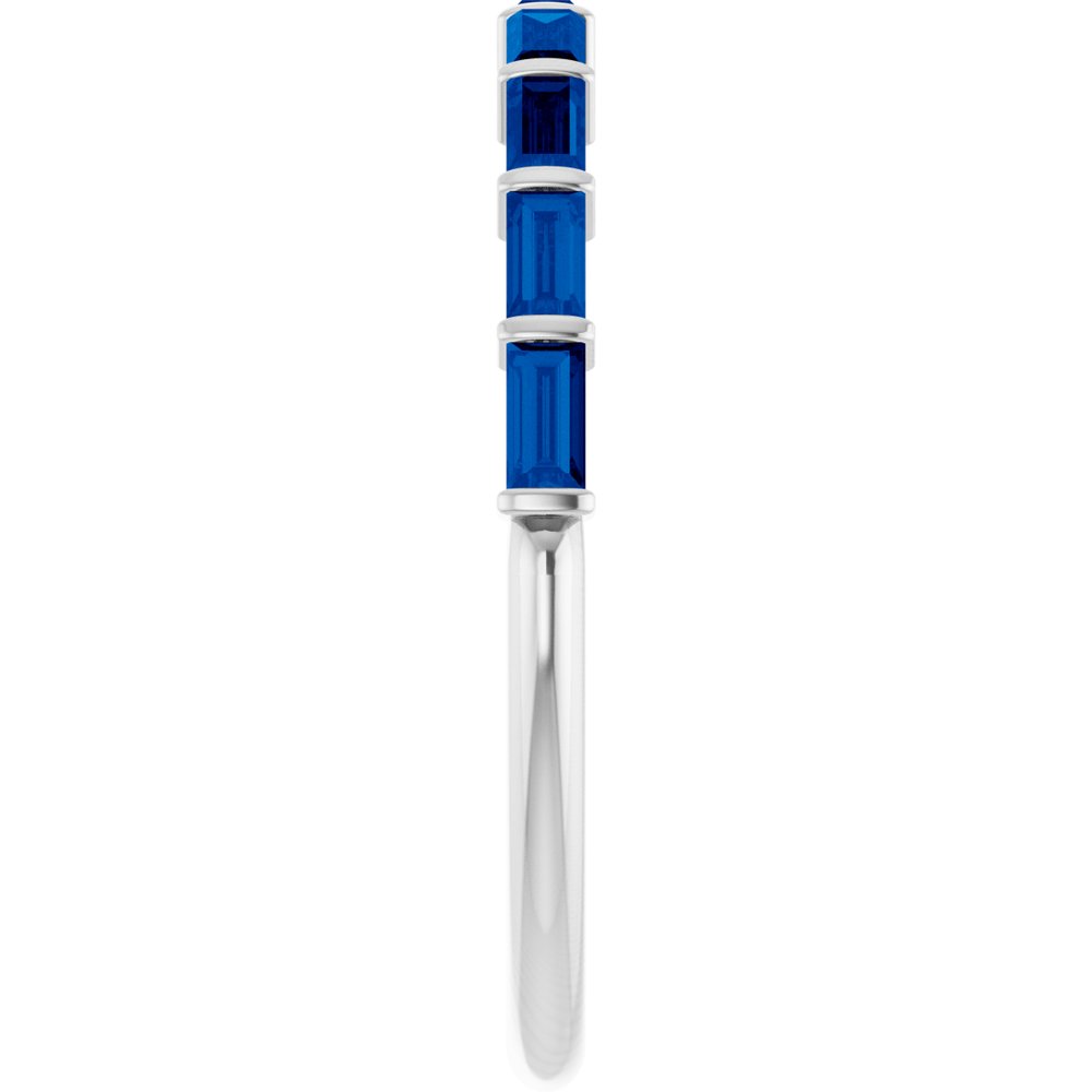 14K White Gold Lab-Grown Sapphire Anniversary Band