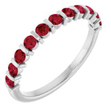 14K White Gold Lab-Grown Ruby Anniversary Band