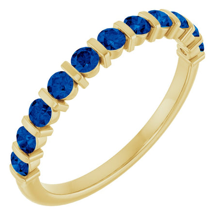 14K Yellow Gold Lab-Grown Sapphire Anniversary Band