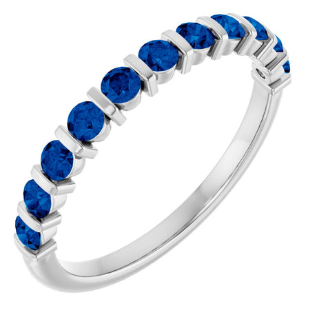 14K White Gold Lab-Grown Sapphire Anniversary Band
