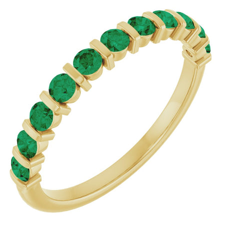14K Yellow Gold Lab-Grown Emerald Anniversary Band