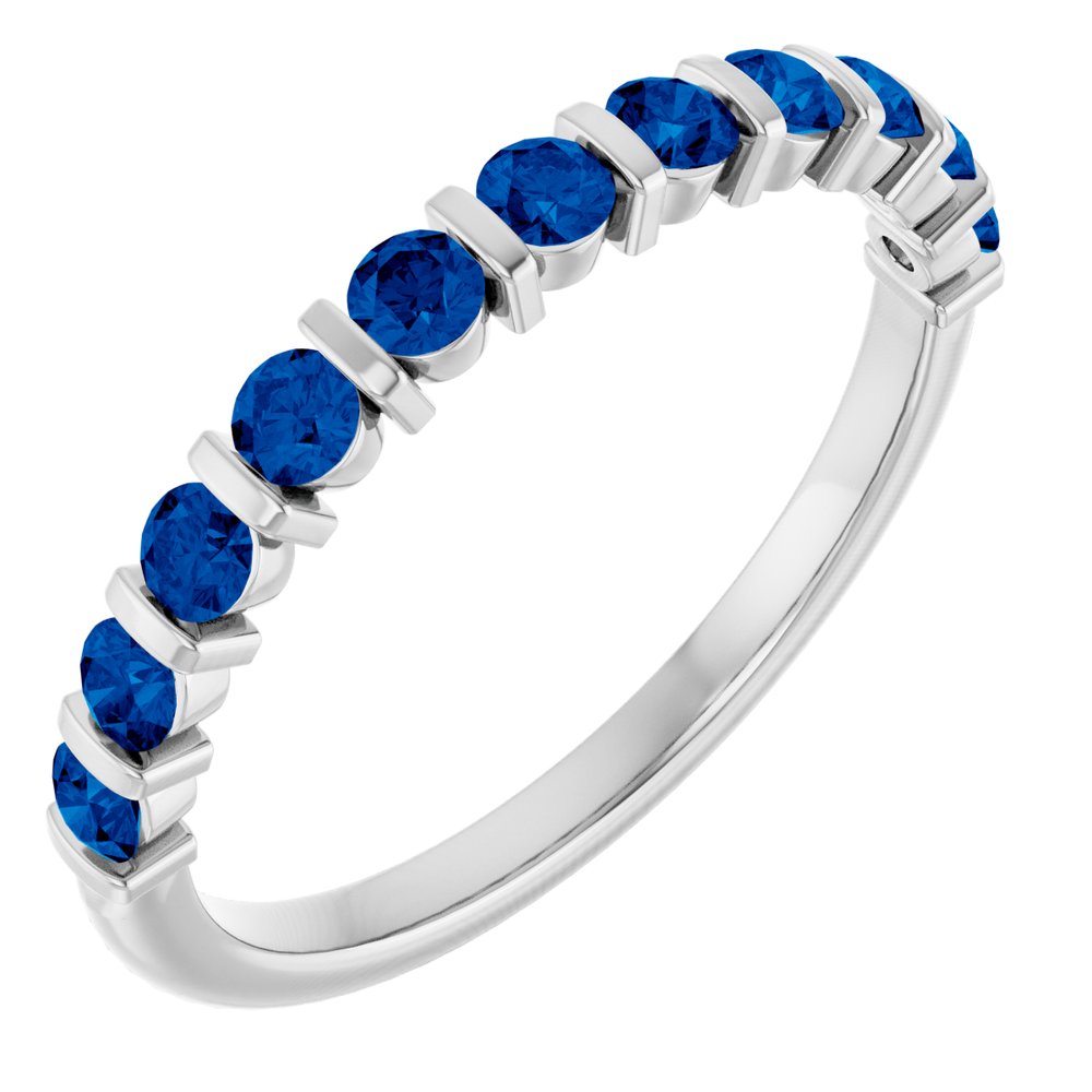 14K White Gold Lab-Grown Sapphire Anniversary Band