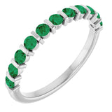 14K White Gold Lab-Grown Emerald Anniversary Band