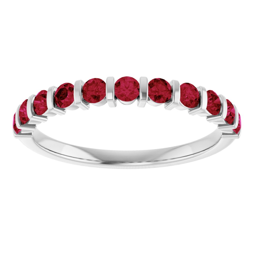 14K White Gold Lab-Grown Ruby Anniversary Band