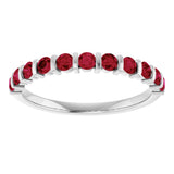 14K White Gold Lab-Grown Ruby Anniversary Band