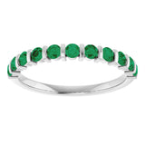 14K White Gold Lab-Grown Emerald Anniversary Band