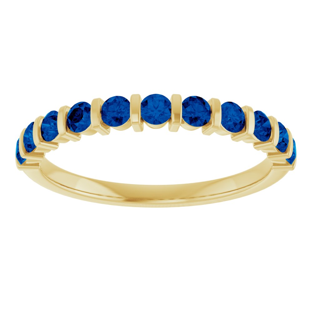 14K Yellow Gold Lab-Grown Sapphire Anniversary Band