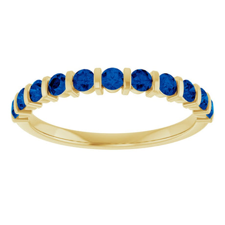 14K Yellow Gold Lab-Grown Sapphire Anniversary Band