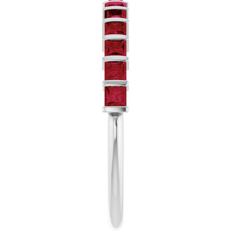 14K White Gold Lab-Grown Ruby Anniversary Band
