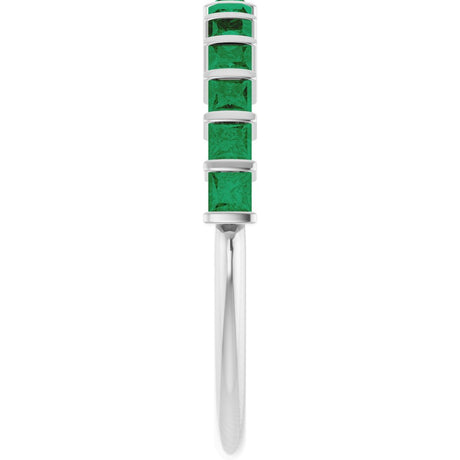 14K White Gold Lab-Grown Emerald Anniversary Band