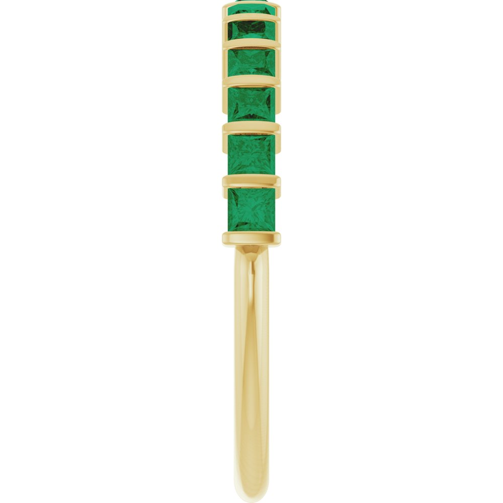 14K Yellow Gold Lab-Grown Emerald Anniversary Band