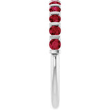 14K White Gold Lab-Grown Ruby Anniversary Band