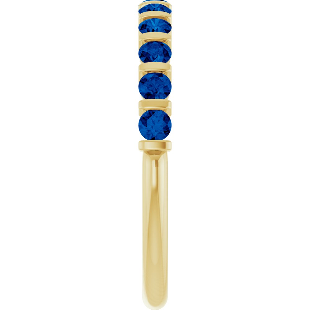 14K Yellow Gold Lab-Grown Sapphire Anniversary Band