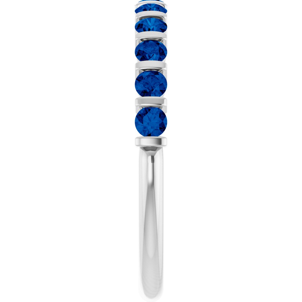 14K White Gold Lab-Grown Sapphire Anniversary Band