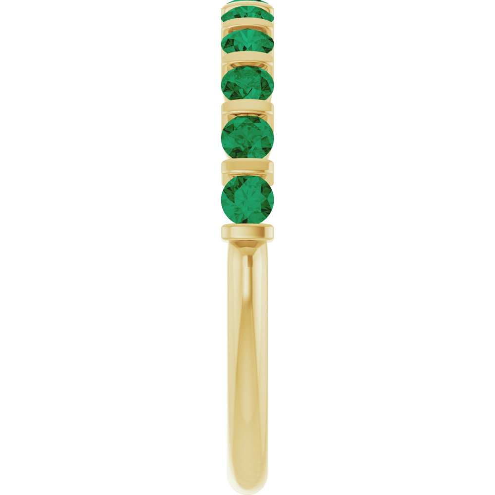 14K Yellow Gold Lab-Grown Emerald Anniversary Band