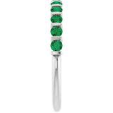 14K White Gold Lab-Grown Emerald Anniversary Band